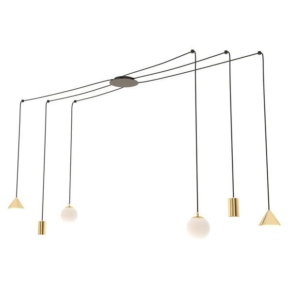 Fuji 6-light gold pendant light