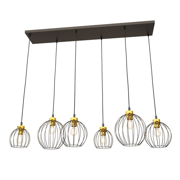 Nando 6-light pendant lamp, black and gold