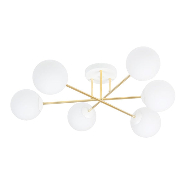 Magnum 6-light ceiling light, white, opal glass