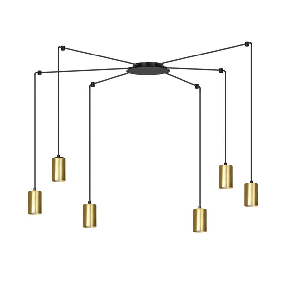 Traker 6-light black and gold pendant light