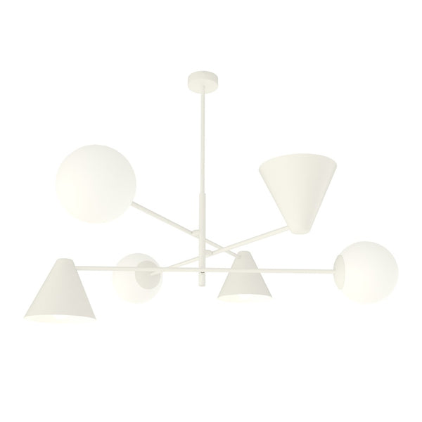 6-light Hermès chandelier in white