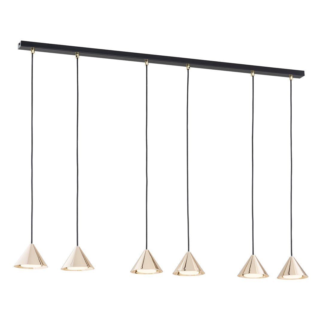Elit 6-light pendant, black and gold