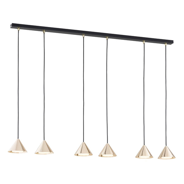 Elit 6-light pendant, black and gold