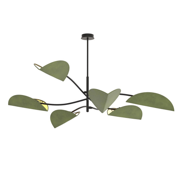 Lotus 6-light ceiling light black and green