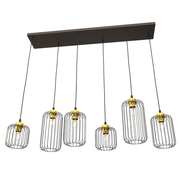 Vander 6-light black and gold pendant light