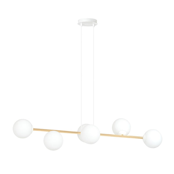 Gravity 6-light pendant light, white and gold