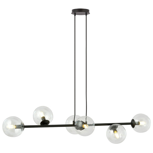 Rossi 6-light black pendant lamp, clear glass