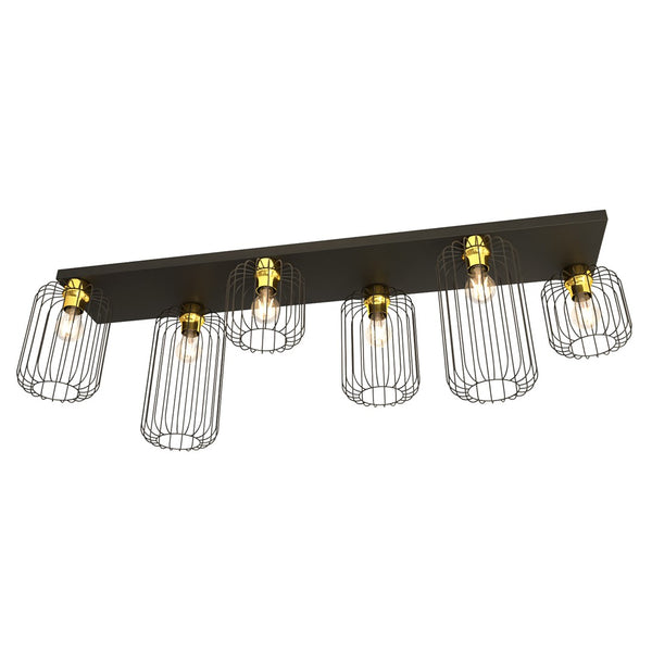 Barn 6-light flush mount black and gold