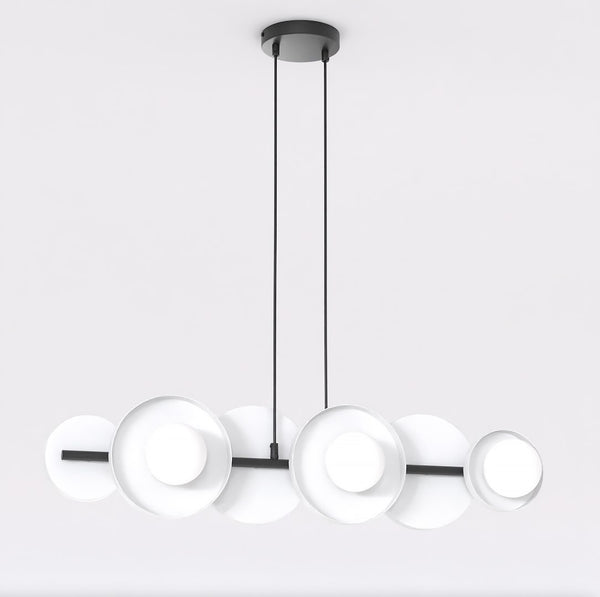 6-light black and white pendant light
