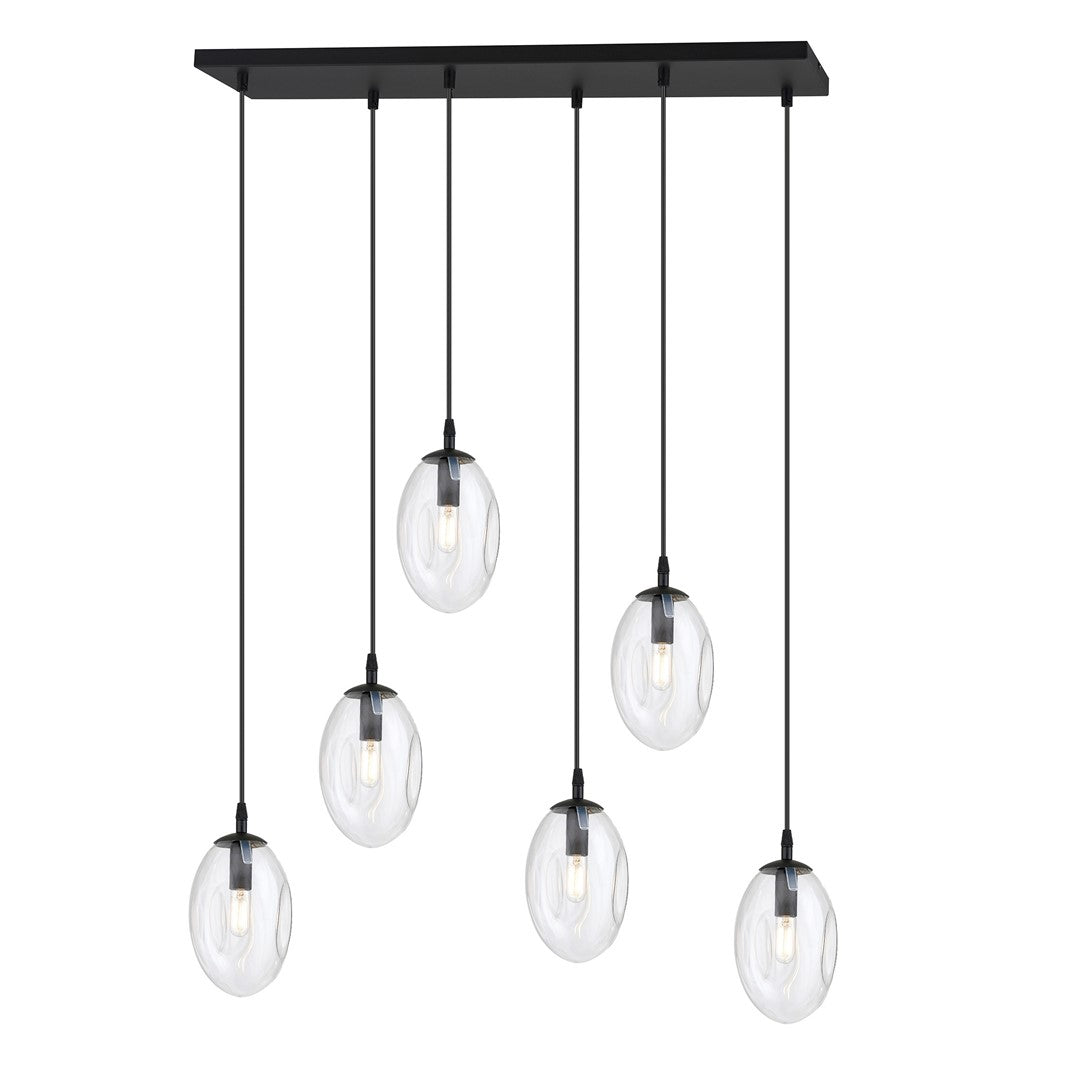 Astral 6-light black pendant, clear glass