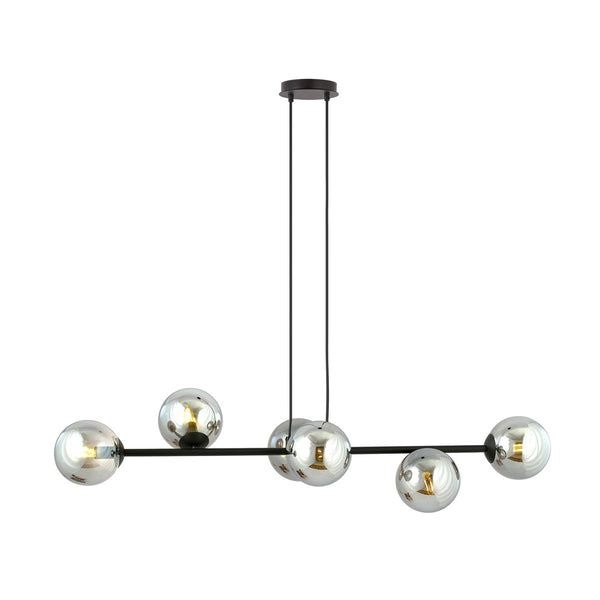 Rossi 6-light pendant lamp black, graphite glass