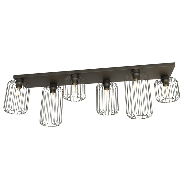 Barn 6-light flush mount black