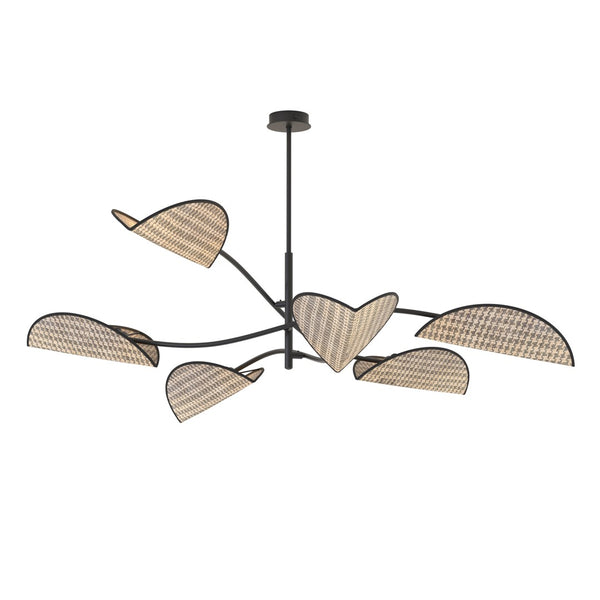Lotus 6-light pendant lamp, black, natural