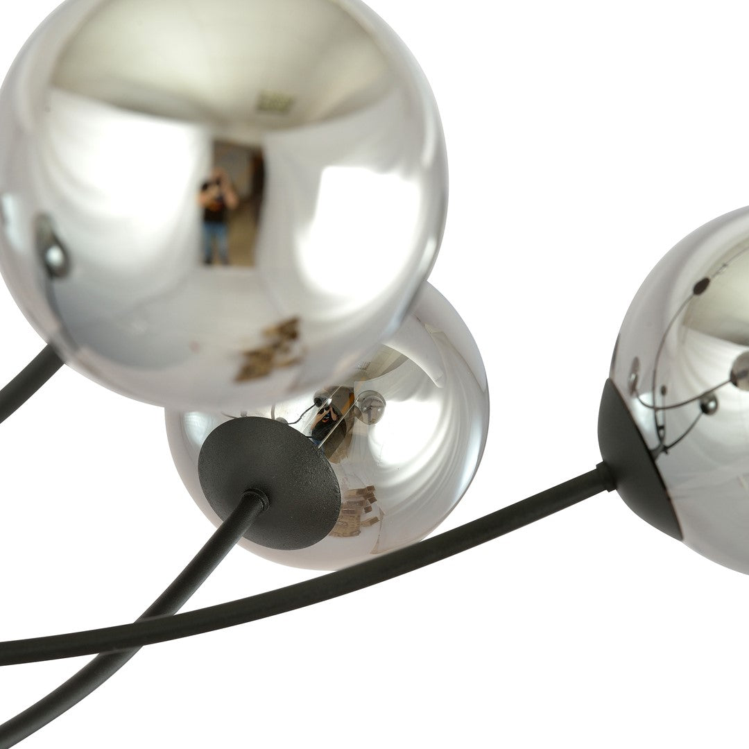 Hunter 6-light black flush mount, graphite glass