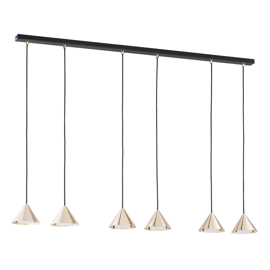 Elit 6-light pendant, black and gold