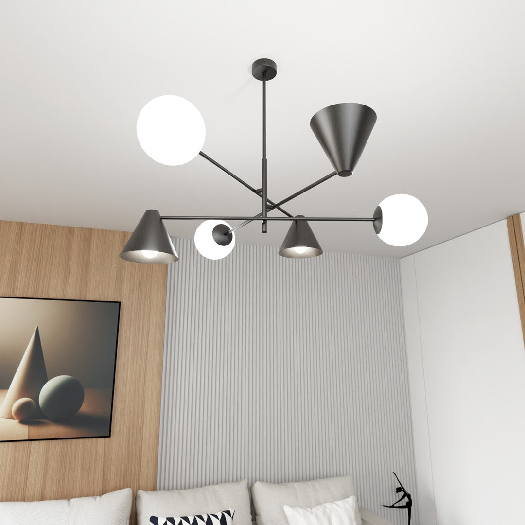 Hermes 6-light black pendant light