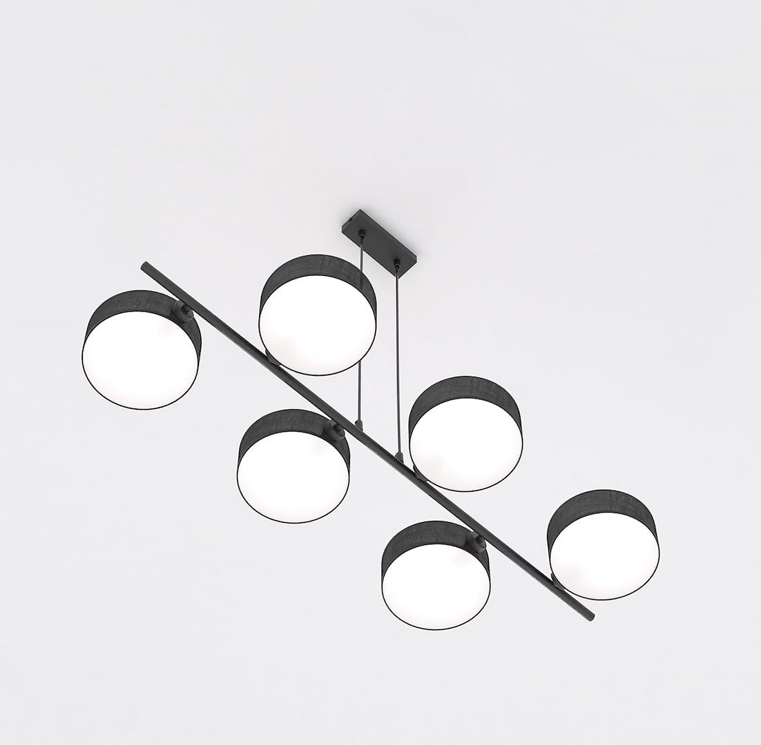 Drumz 6-light black pendant light
