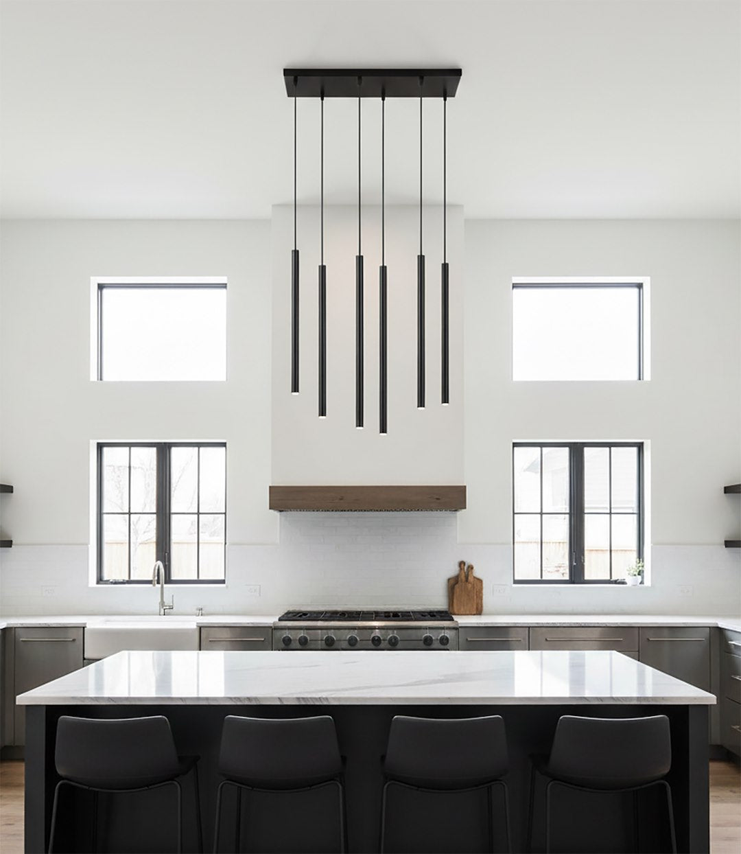 Selter 6-light black pendant light