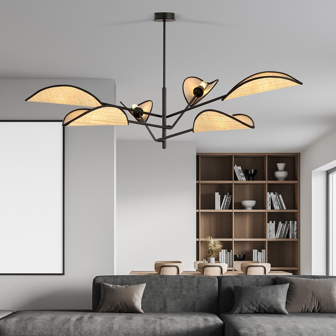 Vene 6-light black pendant light