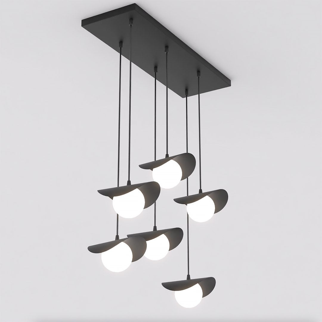 6-light black Ritual pendant light
