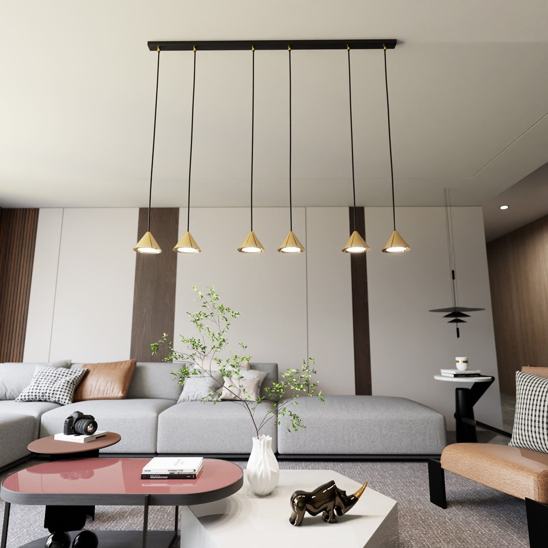 Elit 6-light pendant, black and gold