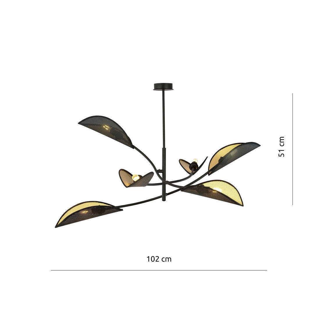 Schéma coté du luminaire : largeur 102 cm et hauteur 51 cm