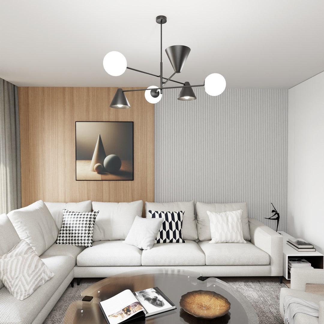 Hermes 6-light black pendant light