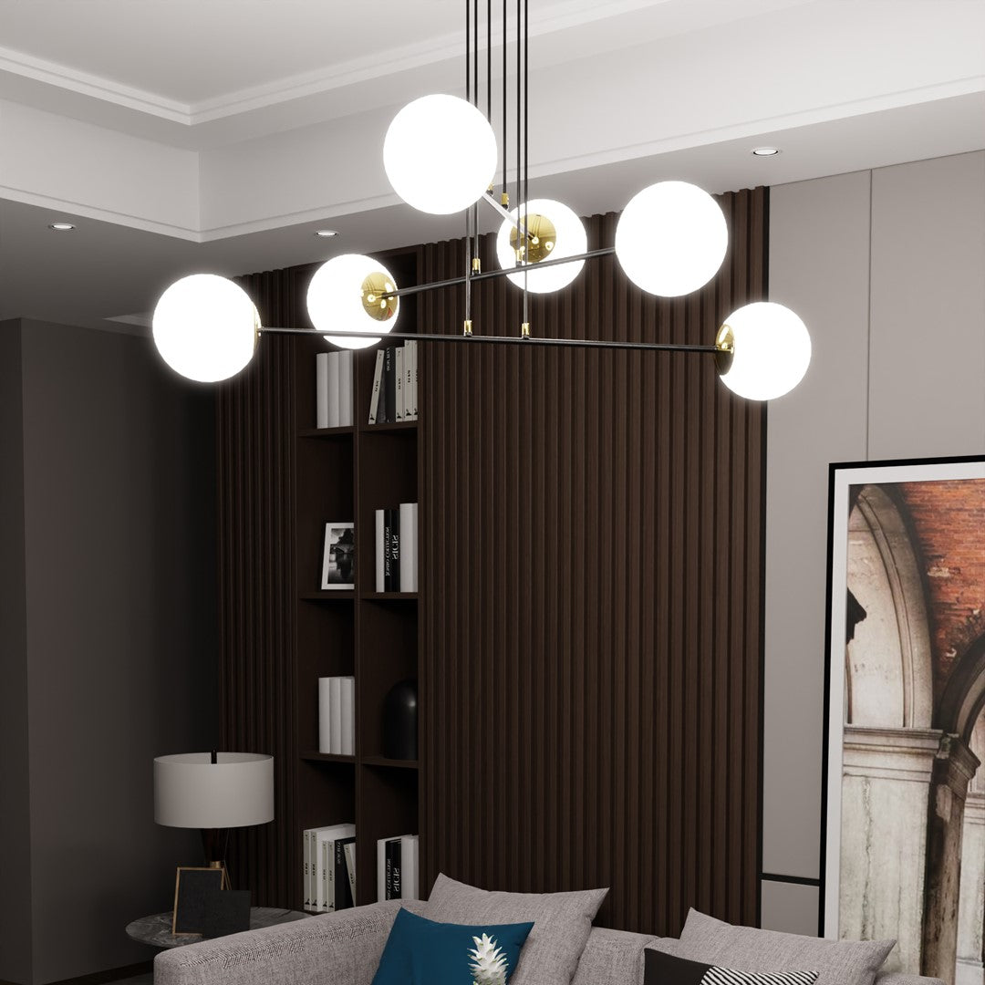 Ognis 6-light black pendant light