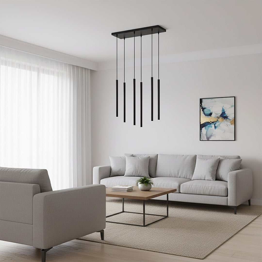 Selter 6-light black pendant light