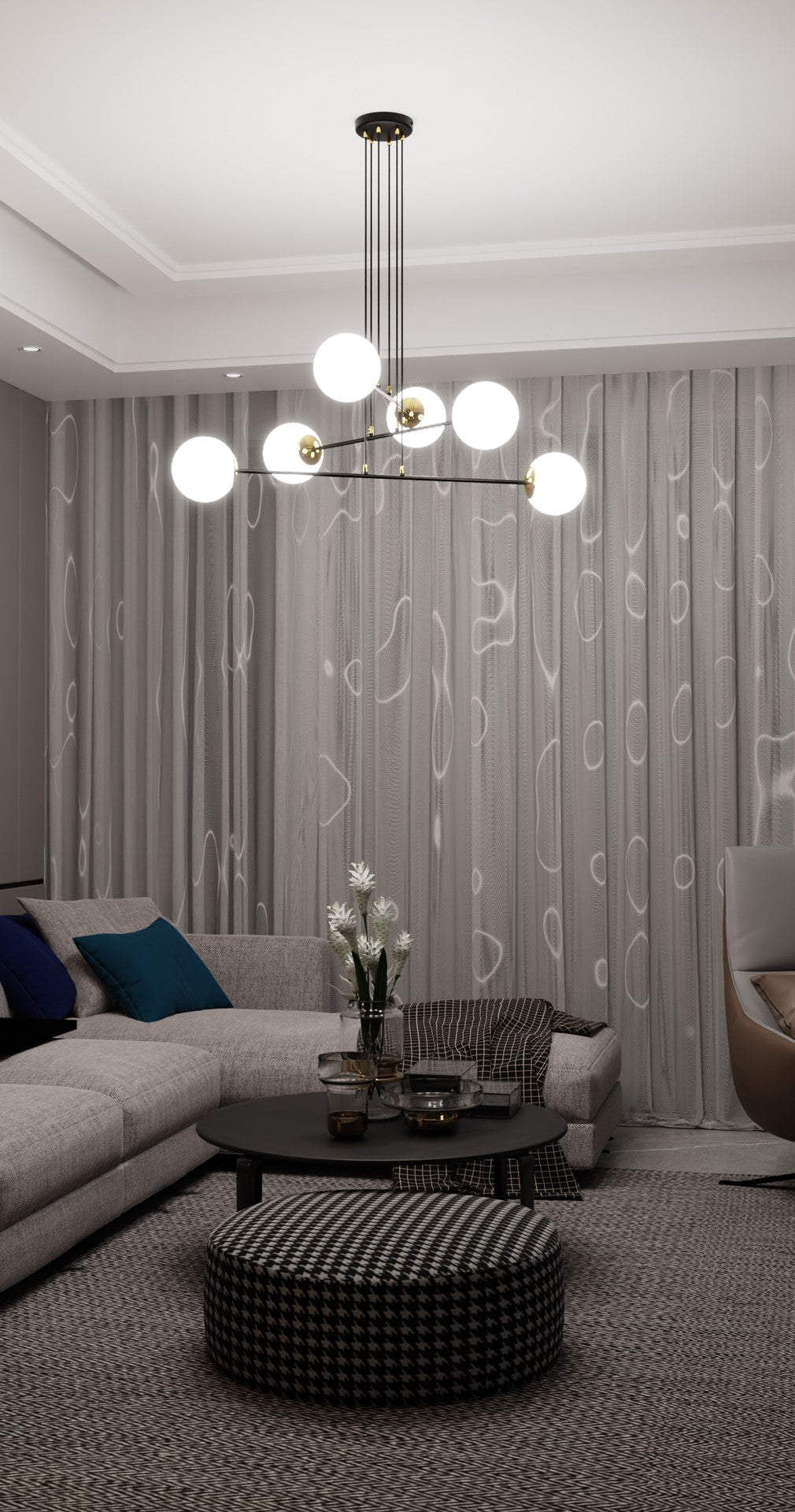 Ognis 6-light black pendant light