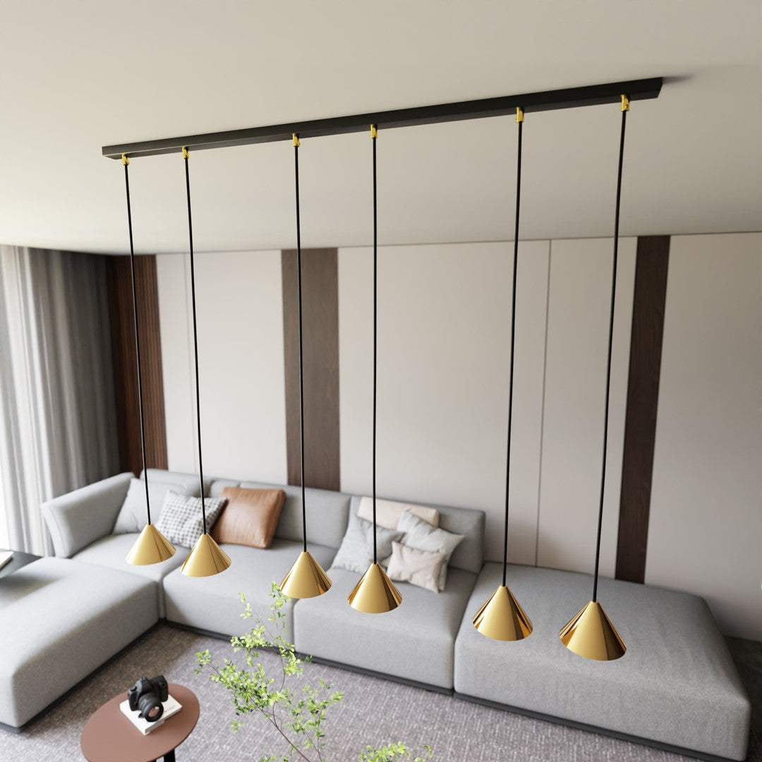 Elit 6-light pendant, black and gold