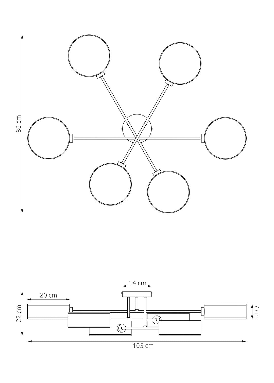 Maga 6-light brown ceiling light