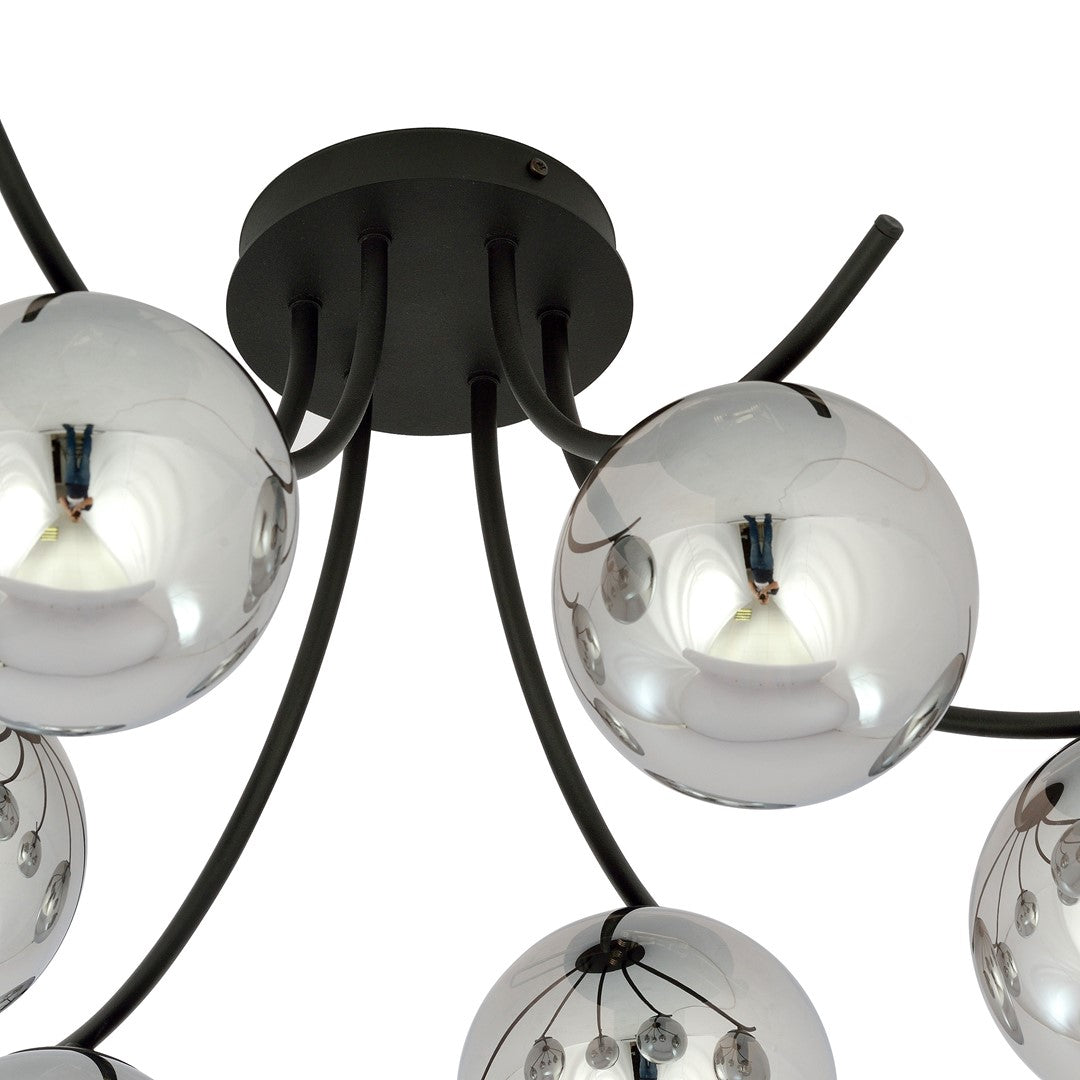 Boston 6-light ceiling light black, graphite glass
