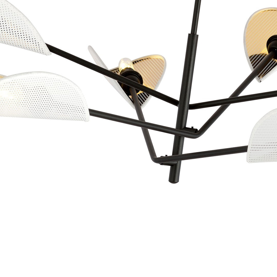 Vene 6-light pendant lamp in white and gold