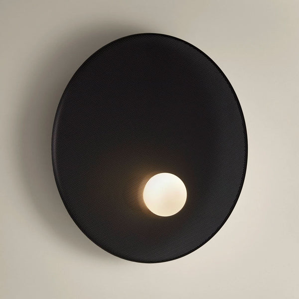 Applique murale Trip en verre, noir métallisé et blanc, Ø 46 cm