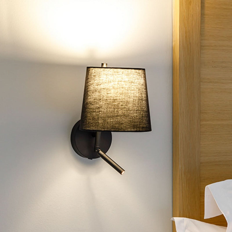 Applique murale Clip en tissu, noir, 2 lumières, Ø 19,6 cm