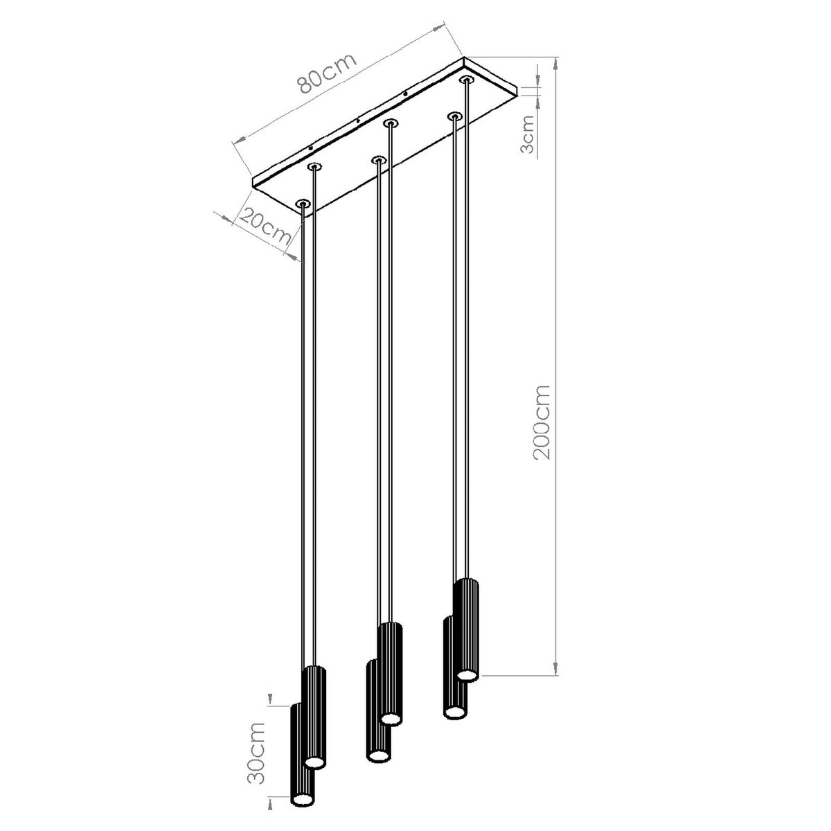 Lampe suspendue IVAR 6L LED 3000K