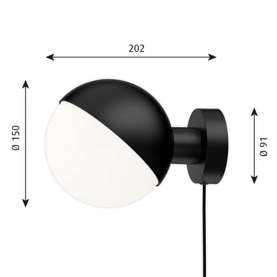 Applique murale VL Studio en verre, noir et blanc, Ø 15 cm, 30 W, modèle 2