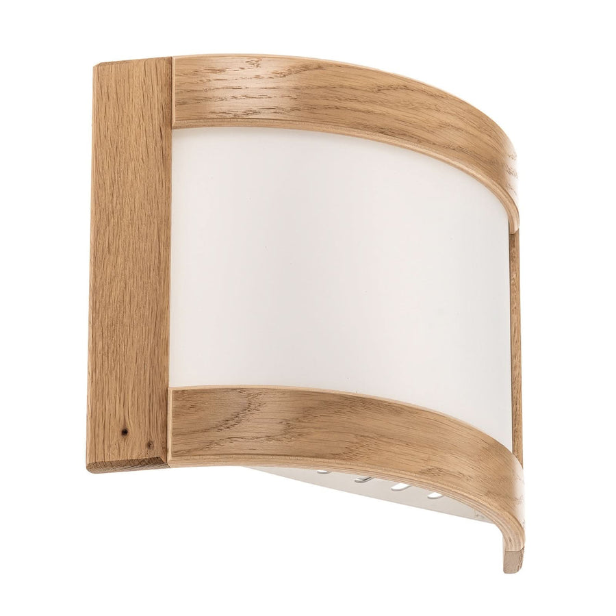 Applique murale Zanna en verre, chêne et blanc, hauteur 22 cm