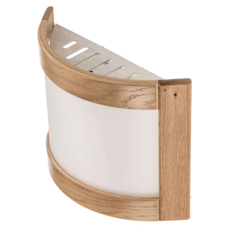 Applique murale Zanna en verre, chêne et blanc, hauteur 22 cm