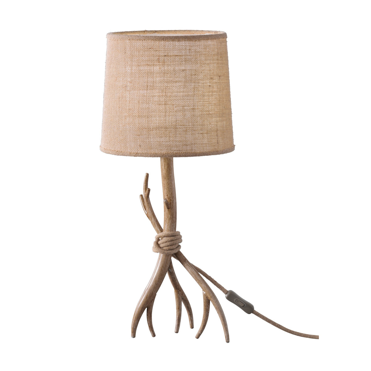 Lampe à poser Sabina effet bois, tissu