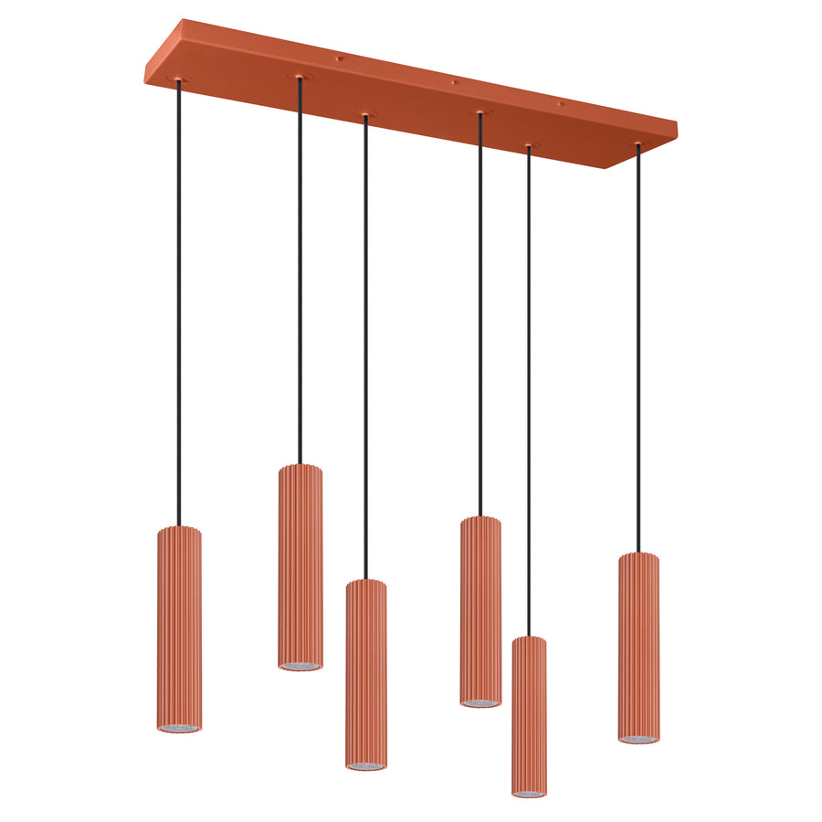 Lampe suspendue IVAR 6L LED 4000K Ocre rouge