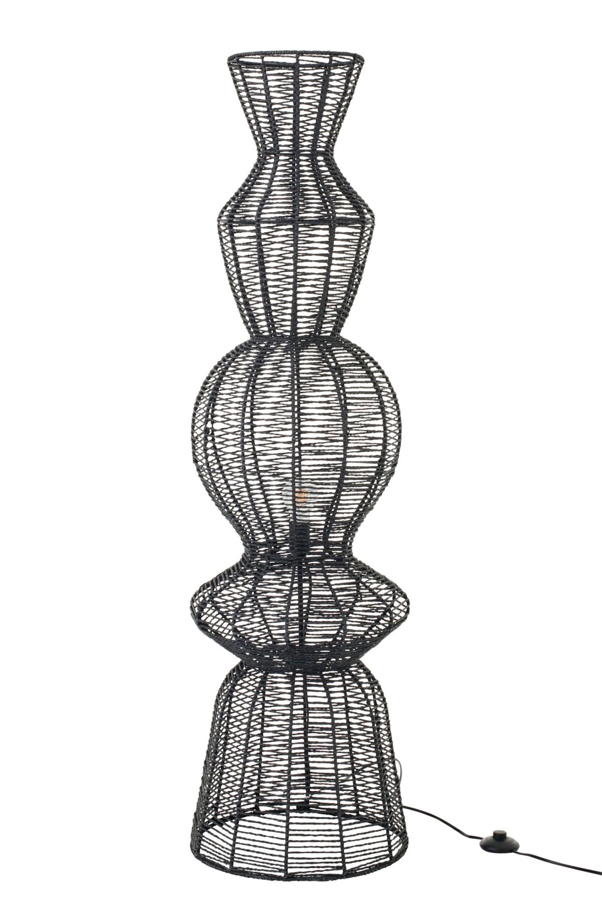 Lampadaire en corde noire et métal