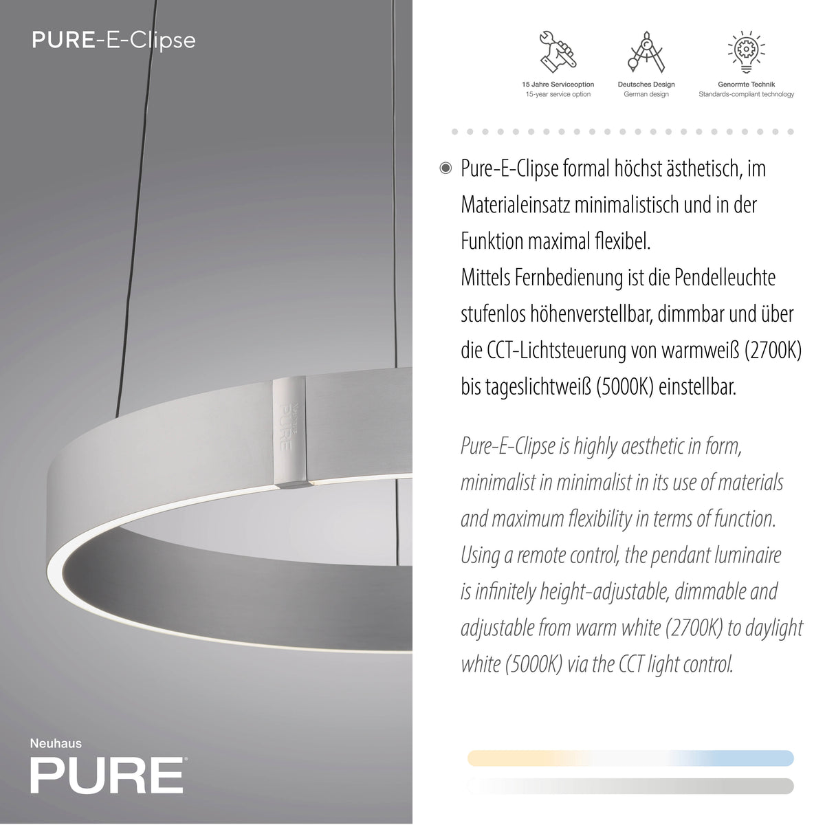 Gros plan du bandeau aluminium et de l'anneau lumineux LED