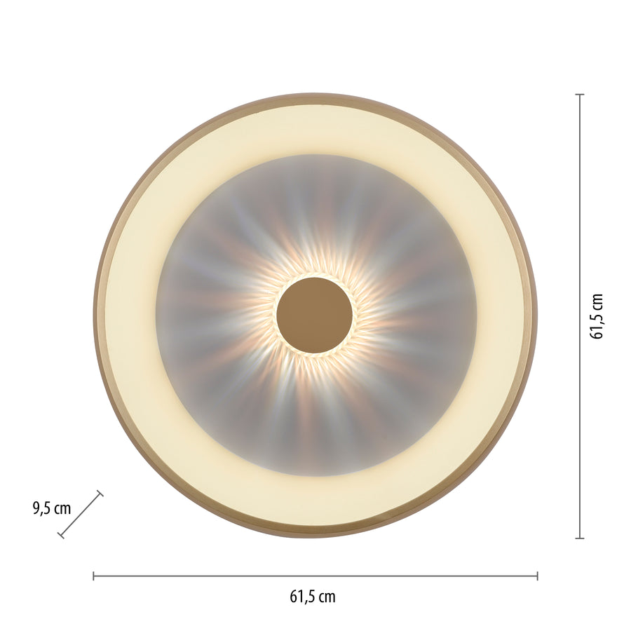 Plafonnier Vertigo laiton mat, L 61,5 cm