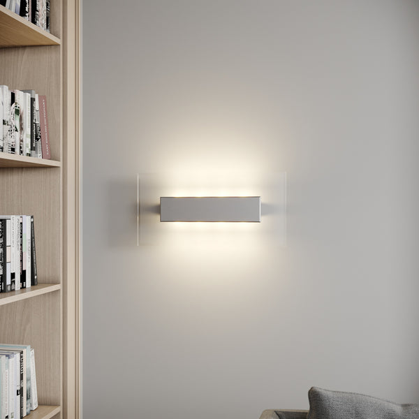 Applique murale LED Lole en verre, transparent satiné, 8 lumières, hauteur 7 cm