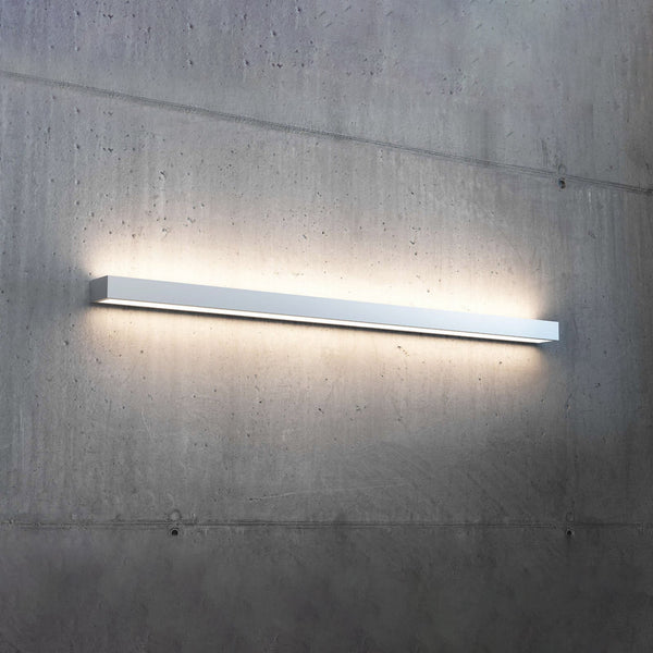 Applique murale LED Mera en acier, aluminium et blanc, hauteur 4,5 cm, 3000 K, 28 W