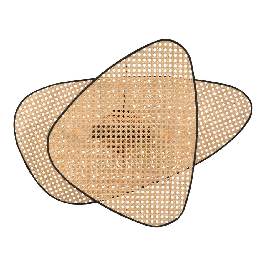 Applique murale Screen en rotin, bois et noir, 2 lumières, hauteur 77 cm