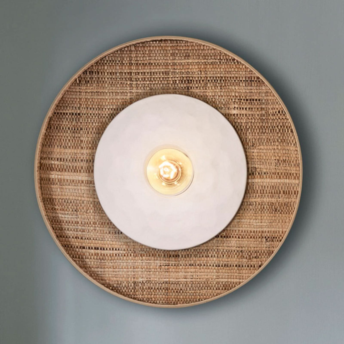 Applique murale Portinatx en céramique, blanc et crème, Ø 50 cm