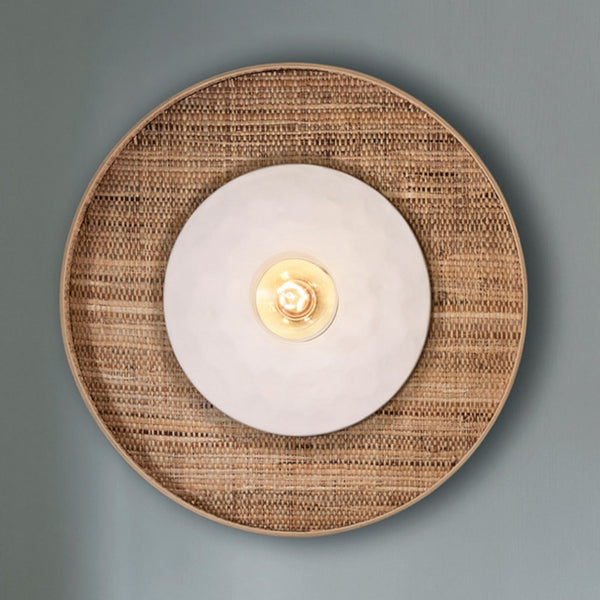 Applique murale Portinatx en céramique, blanc et crème, Ø 50 cm